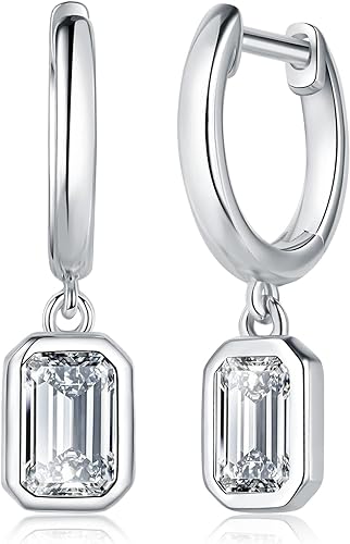 ONE PAIR: 925 Sterling Silver MOISSANITE DROP Earrings HIGH QUALITY MOISSANITE DIAMOND Brilliant ROUND CUT