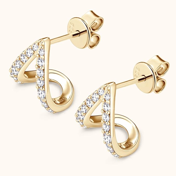 ONE PAIR: Gorgeous Heart Shaped Stud Earrings MOISSANITE DIAMONDS D Color VVS1 Clarity Brilliant (16pcs)/1.2mm round MOISSANITE Diamonds, 0.51cttw per pair 18K Yellow Gold Plated