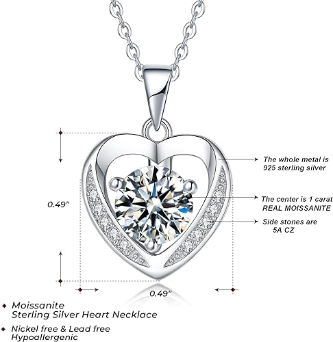 ONE :💎Pendant Necklace 💎MOISSANITE DIAMOND - 925 STERLING SILVER and Solid D Color VVS1 Clarity adjustable Chain