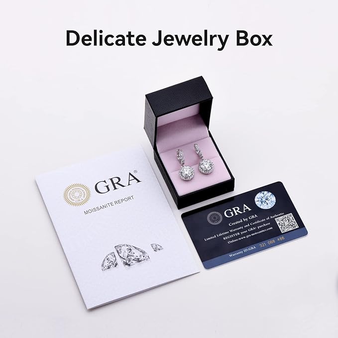 ONE PAIR:18K White Gold Plated in 925 Sterling Silver Huggie Hoop Earrings Dangle Drop Earrings HIGH QUALITY MOISSANITE DIAMOND Brilliant ROUND Cut 6ct (9mm/3ct*2)