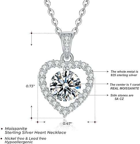 ONE :💎Pendant Necklace 💎MOISSANITE DIAMOND - 925 STERLING SILVER and Solid D Color VVS1 Clarity adjustable Chain