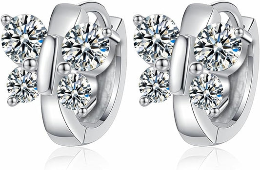 ONE PAIR: 925 Sterling Silver MOISSANITE Earrings HIGH QUALITY MOISSANITE DIAMOND Brilliant ROUND CUT