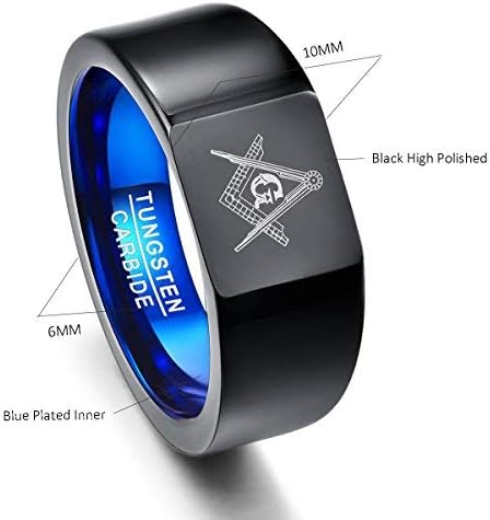 Genuine Carbide Tungsten Color: 6MM BLUE BLACK Design Inlay High Polished inner-face design smooth and shiny. Comfort Fit Wedding Band Size 6-15
