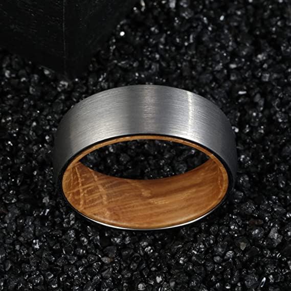 Carbide Tungsten Color: SILVER  BRUSHED 8mm RING Rosewood  Inlay High Polished inner-face design smooth and shiny. Comfort Fit Wedding Band Size 6-15