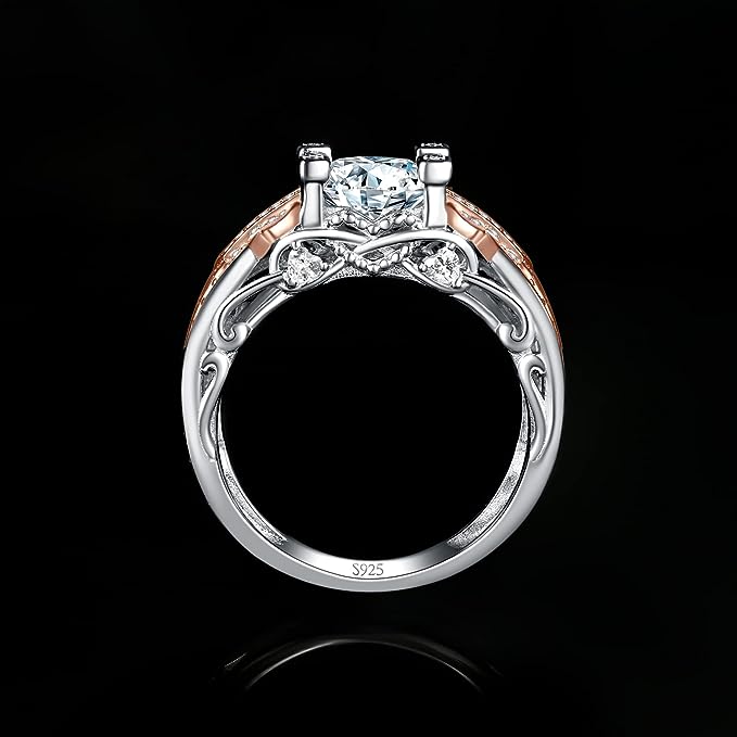 14K Rose Gold HIGH-QUALITY AAA CUBIC ZIRCONIA 925 STERLING SILVER RING