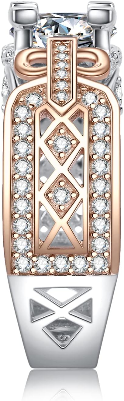 14K Rose Gold HIGH-QUALITY AAA CUBIC ZIRCONIA 925 STERLING SILVER RING