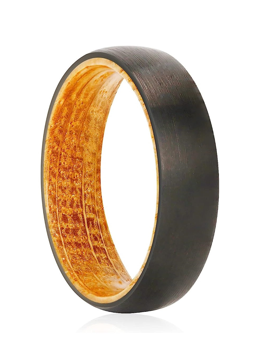 Genuine Carbide Tungsten Color: BLACK 8mm RING Rosewood Inlay High Polished inner-face design smooth and shiny. Comfort Fit Wedding Band Size 6-15