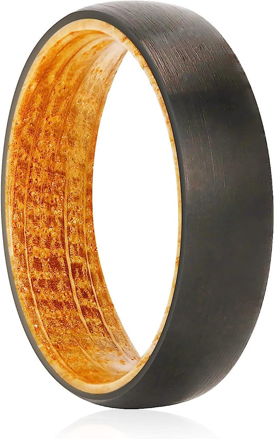 Genuine Carbide Tungsten Color: BLACK 8mm RING Rosewood Inlay High Polished inner-face design smooth and shiny. Comfort Fit Wedding Band Size 6-15