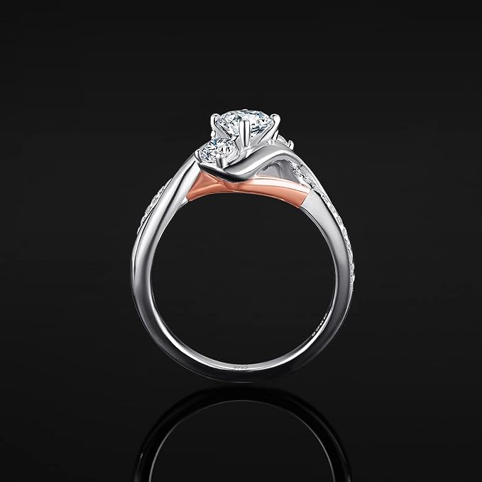 925 Sterling Silver RING 14K Rose Gold HIGH-QUALITY CUBIC ZIRCONIA PROMISE RING FOR HER Bridal High Polished