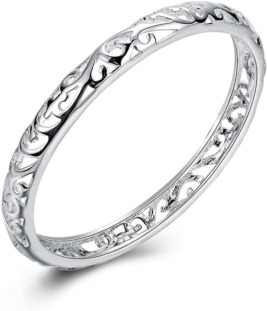 925 Sterling Silver Bangle Bracelet, Fashion Jewelry for Women Girls High Polished.