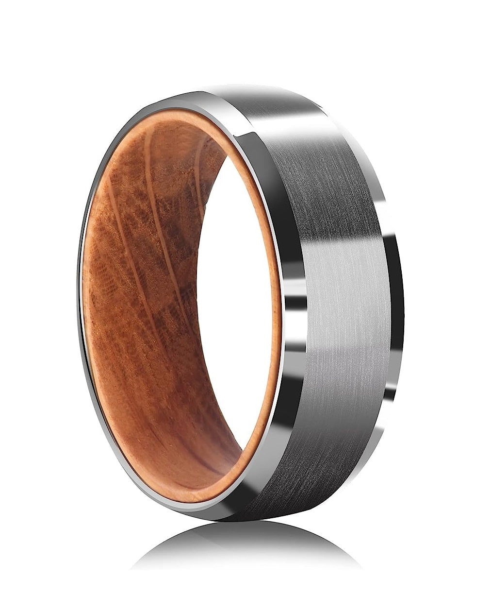 Genuine Carbide Tungsten Color: SILVER 8mm HAMMERED RING Rosewood Inlay High Polished inner-face design smooth and shiny. Comfort Fit Wedding Band Size 6-15