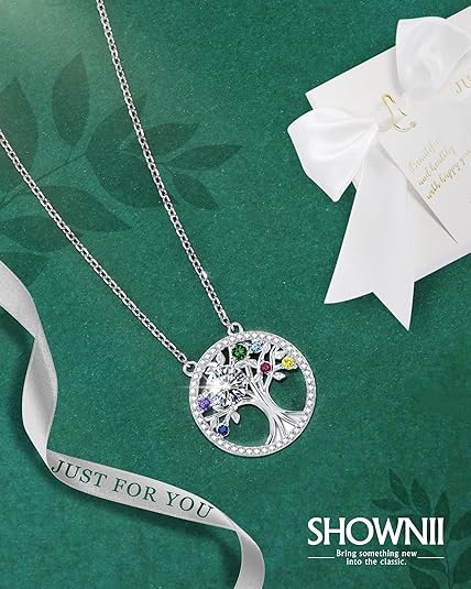 ONE :💎Pendant Tree Necklace💎MOISSANITE DIAMOND 18k WHITE GOLD PLATED OVER 925 STERLNG SILVER