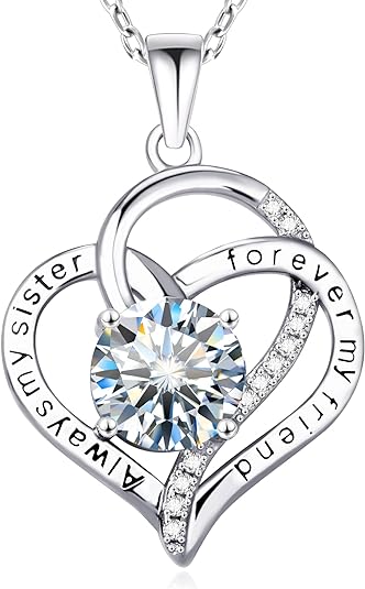 ONE :💎Pendant HEART Necklace💎MOISSANITE DIAMOND 18k WHITE GOLD PLATED OVER 925 STERLNG SILVER