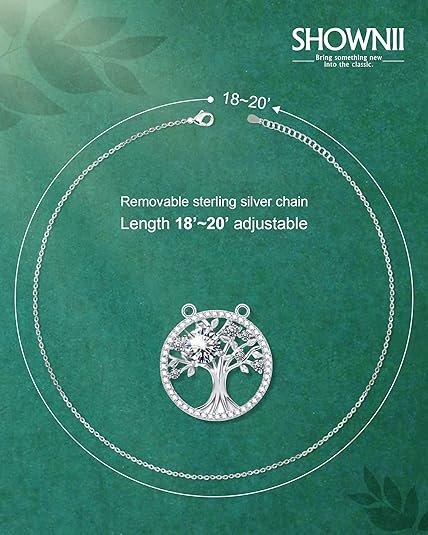 ONE :💎Pendant Tree Necklace💎MOISSANITE DIAMOND 18k WHITE GOLD PLATED OVER 925 STERLNG SILVER ROUND